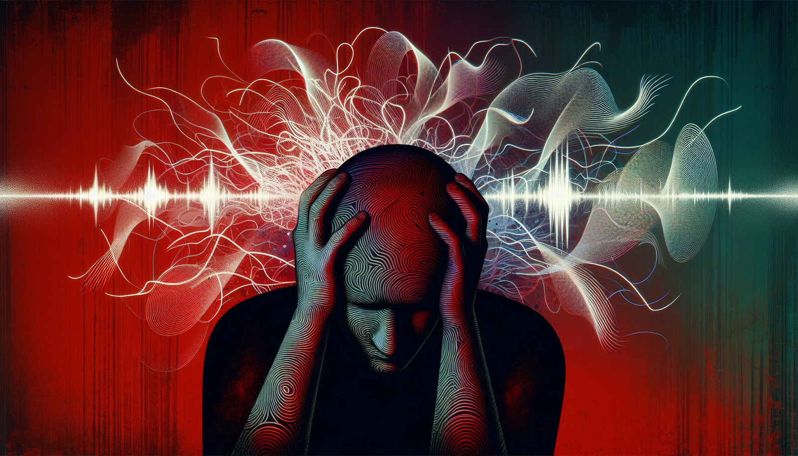 Illustration of a person experiencing tinnitus and feeling distressed