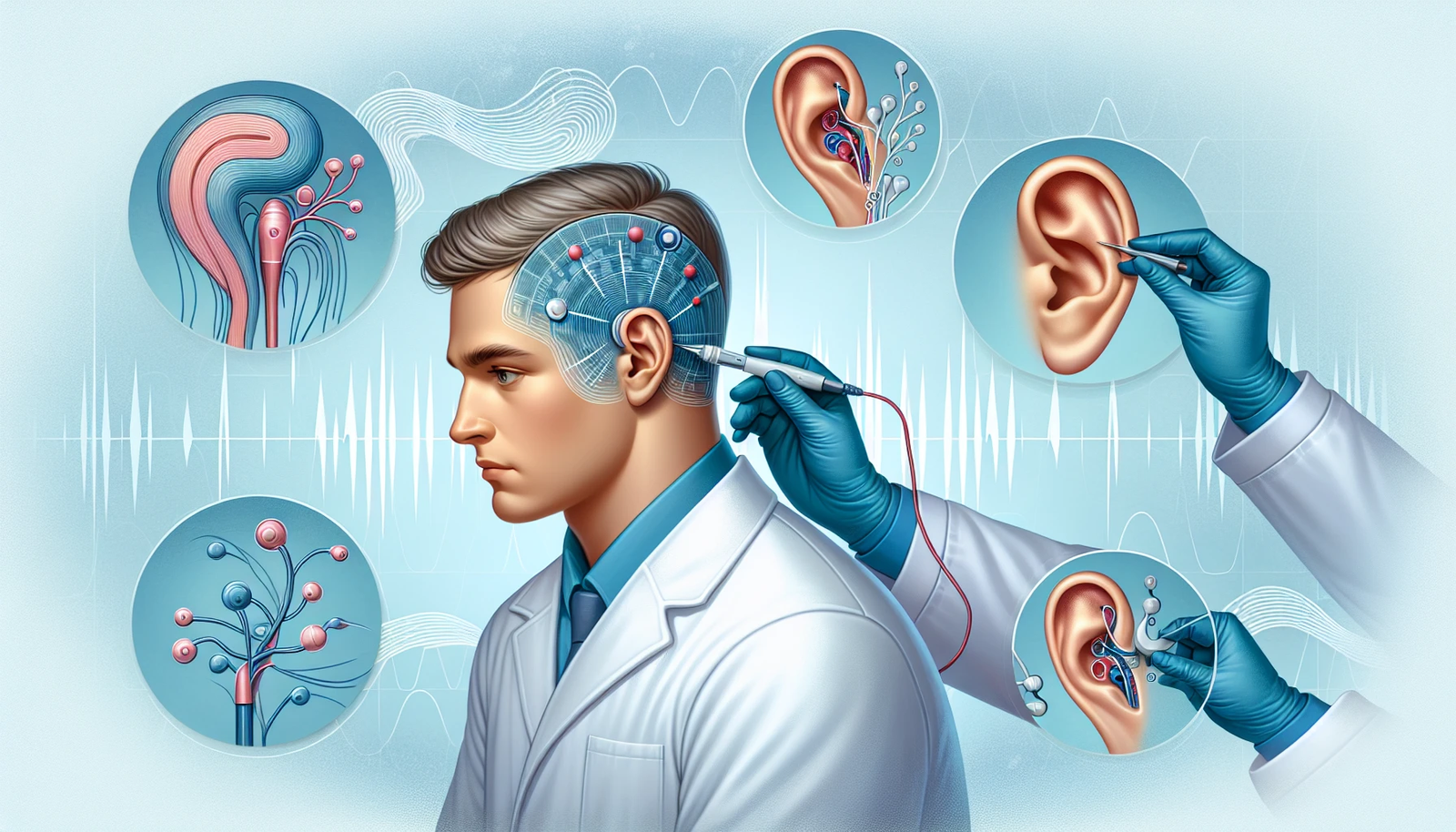 Illustration of auditory testing techniques