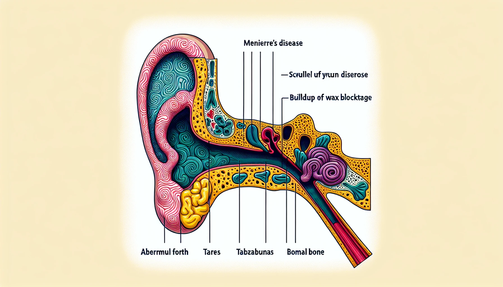 Illustration of medical conditions and ear disorders
