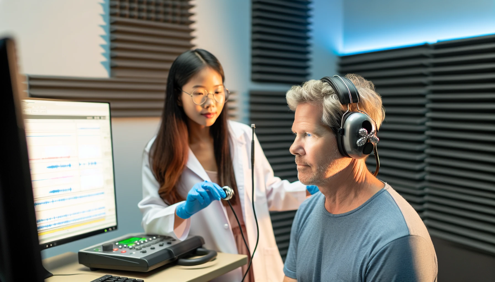 Photo of a person undergoing a hearing test